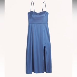 Abercrombie High Slit Satin Midi Dress